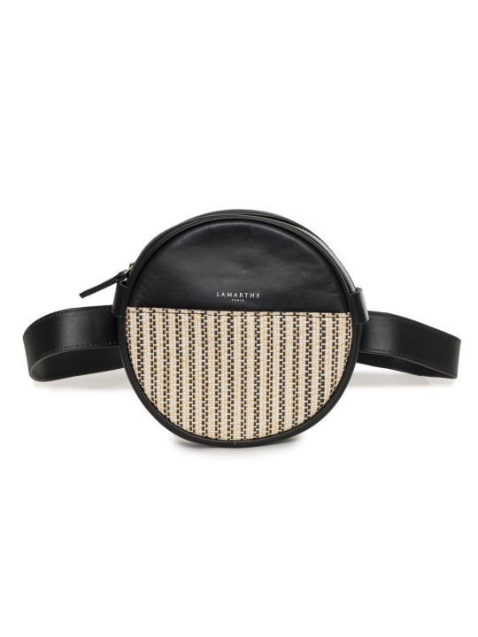Schwarze Leder Gürteltasche mit Muster