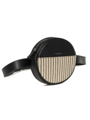 Schwarze Leder Gürteltasche mit Reißverschluss