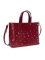 Rotes Lederhandtasche mit Lochmuster Design
