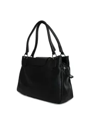 Schwarzes Leder Handtasche mit Details