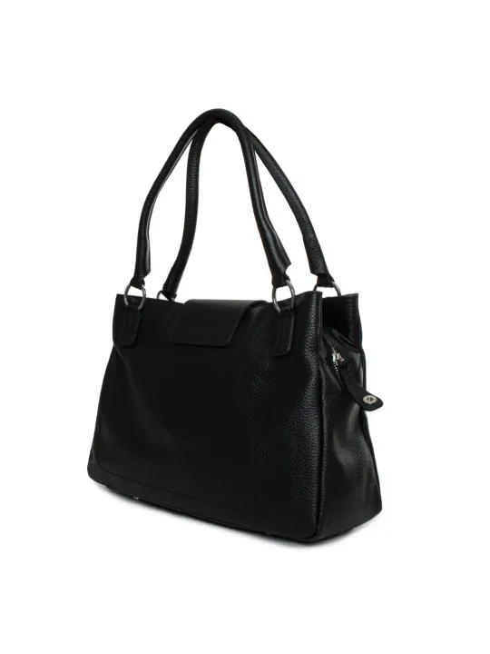 Schwarzes Leder Handtasche mit Details
