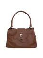Braunes Lederhandtasche mit Metallverschluss