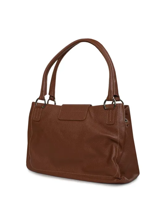 Braune Ledertasche mit Tragegriffen