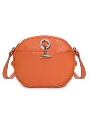 Orange lederhandtasche mit metallverschluss