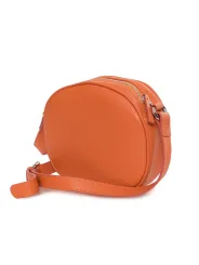 Orange leder runde Umhängetasche