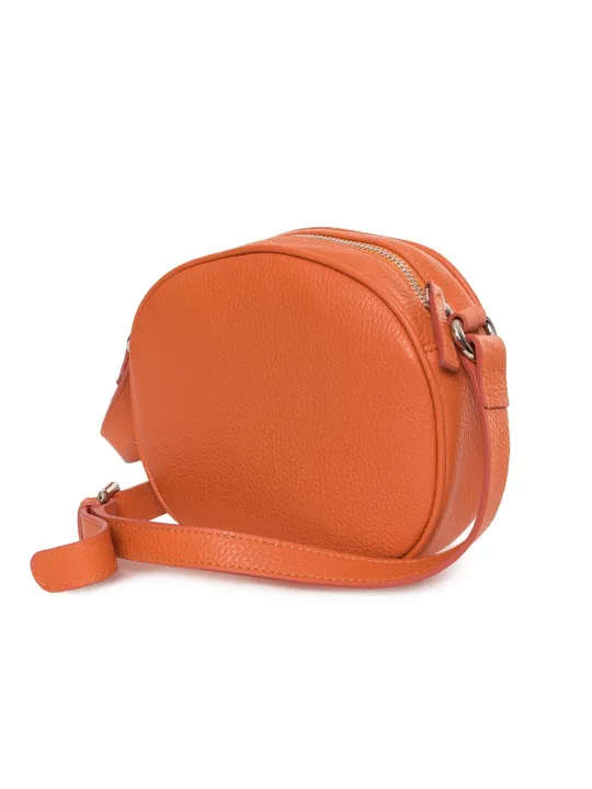 Orange leder runde Umhängetasche