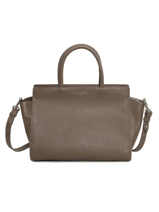 Braune Ledertasche mit Reißverschluss