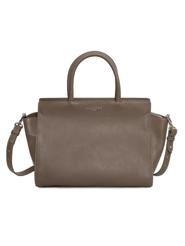 Braune Ledertasche mit Reißverschluss