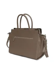 Braunes Lederhandtasche mit Reißverschlüssen
