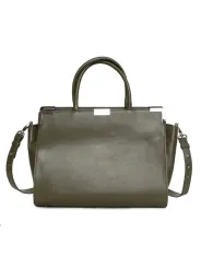 Braun Handtasche aus Leder und Canvas