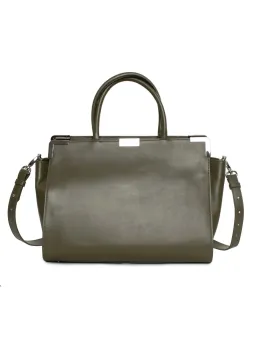 Braun Handtasche aus Leder und Canvas