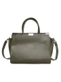 Braun Handtasche aus Leder und Canvas