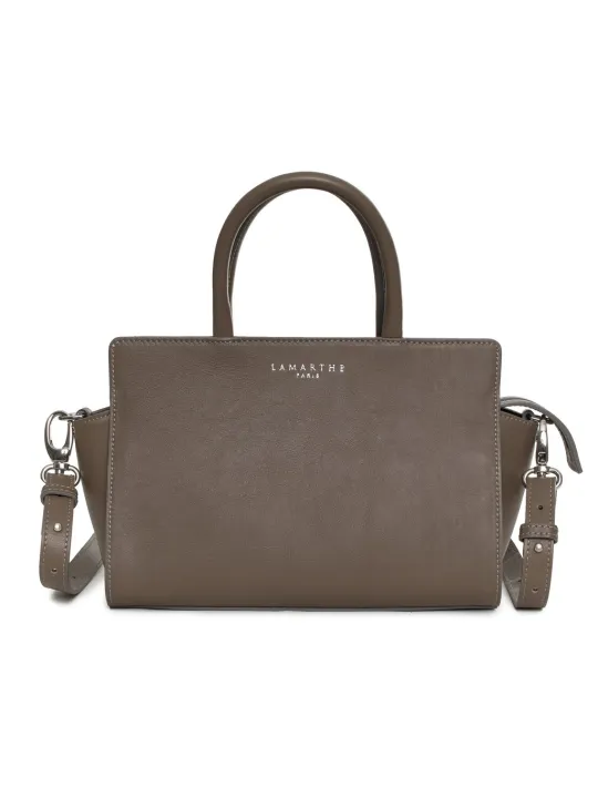 Braun Lederhandtasche Lamarthe Paris elegant