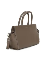 Braunes Lederhandtasche mit silbernen Details