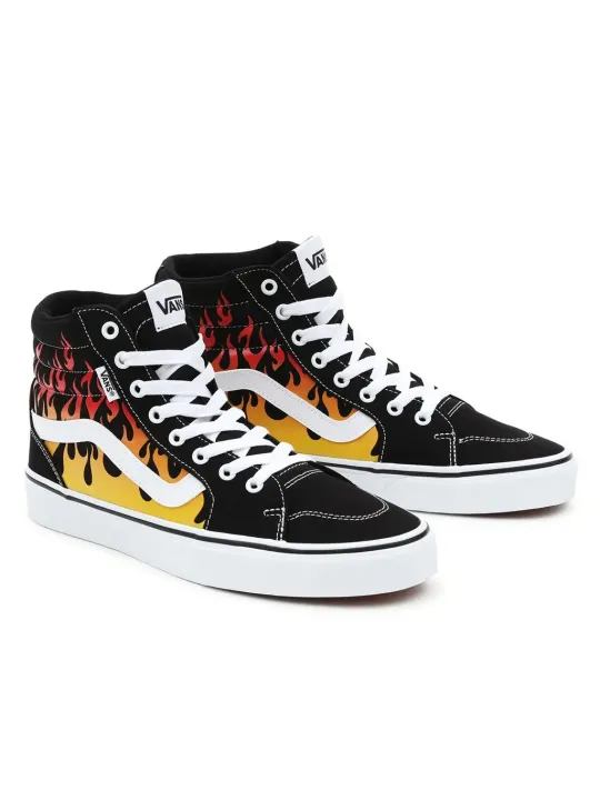 Schwarze Vans High-Top mit Flammen