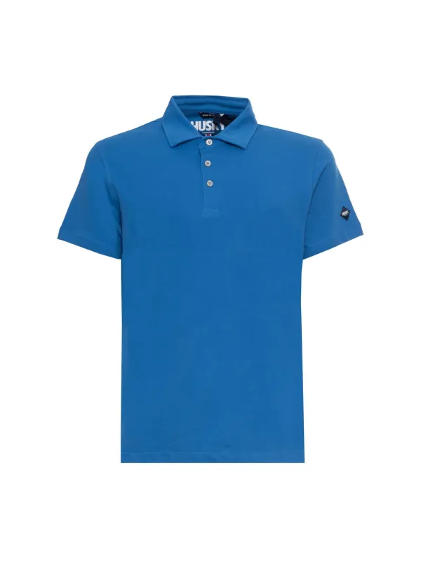 Blaues Husky Poloshirt mit Knopfleiste Blaues Husky Poloshirt mit Knopfleiste
