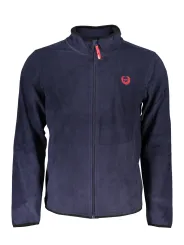 "Navyblaues Fleece Sweatshirt mit pinkem Reißverschluss"