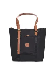 Schwarze Nylon Tasche mit Leder
