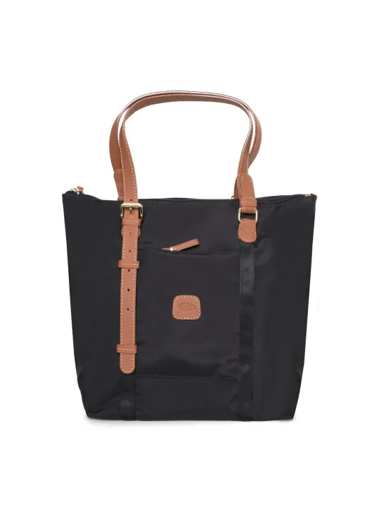 Schwarze Nylon Tasche mit Leder