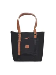 Schwarze Nylon Tragetasche mit Leder.