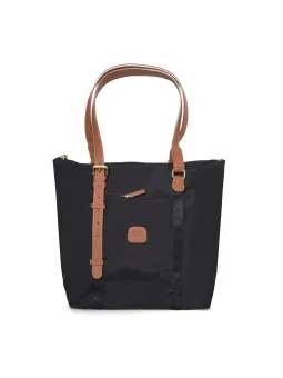 Schwarze Nylon Tragetasche mit Leder.
