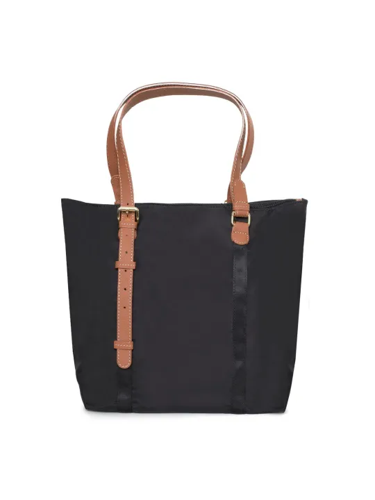 Schwarze Lederhandtasche mit Schulterriemen