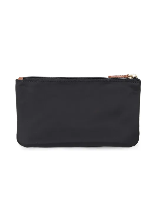 Schwarze Lederhandtasche mit Reißverschluss