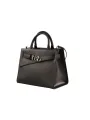 Schwarze Lederhandtasche mit Tragegriffen