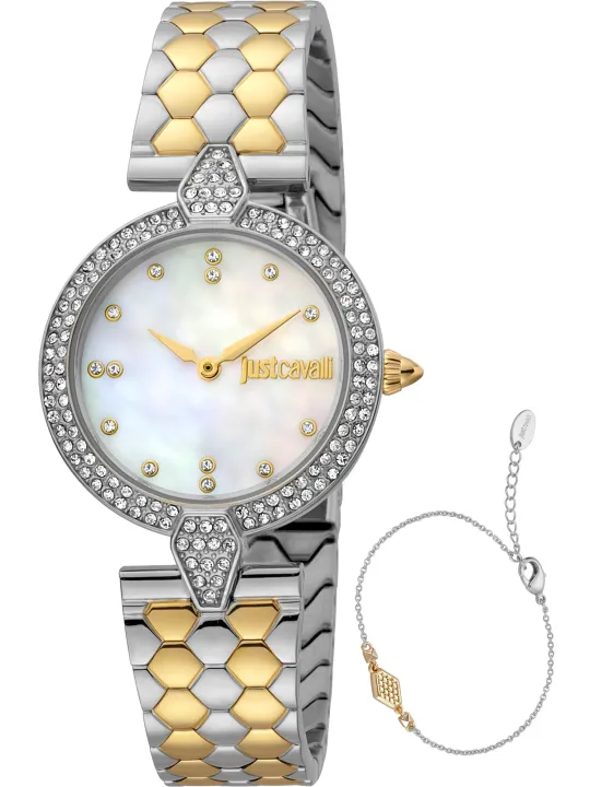 Just Cavalli Damenarmbanduhr Schwarz Gold