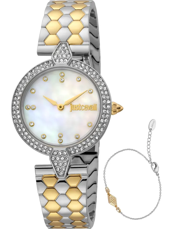 Just Cavalli Damenarmbanduhr Schwarz Gold