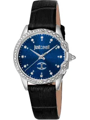Schwarzes Just Cavalli Edelstahlarmbanduhr mit Juwelen