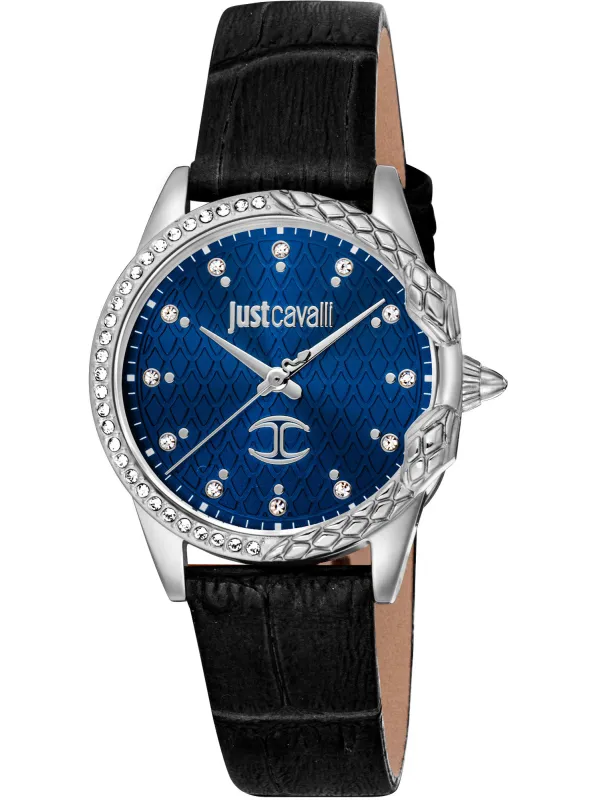 Schwarzes Just Cavalli Edelstahlarmbanduhr mit Juwelen Schwarzes Just Cavalli Edelstahlarmbanduhr mit Juwelen