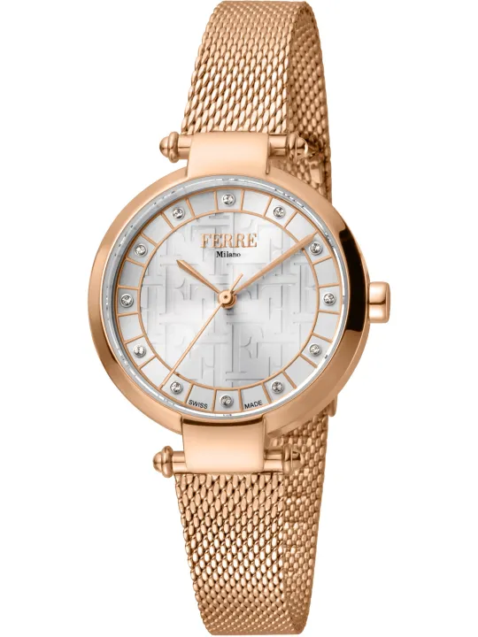 Gelbe Ferrè Milano Damenarmbanduhr mit Diamanten