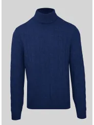 Navy gerippter Rollkragenpullover Malo