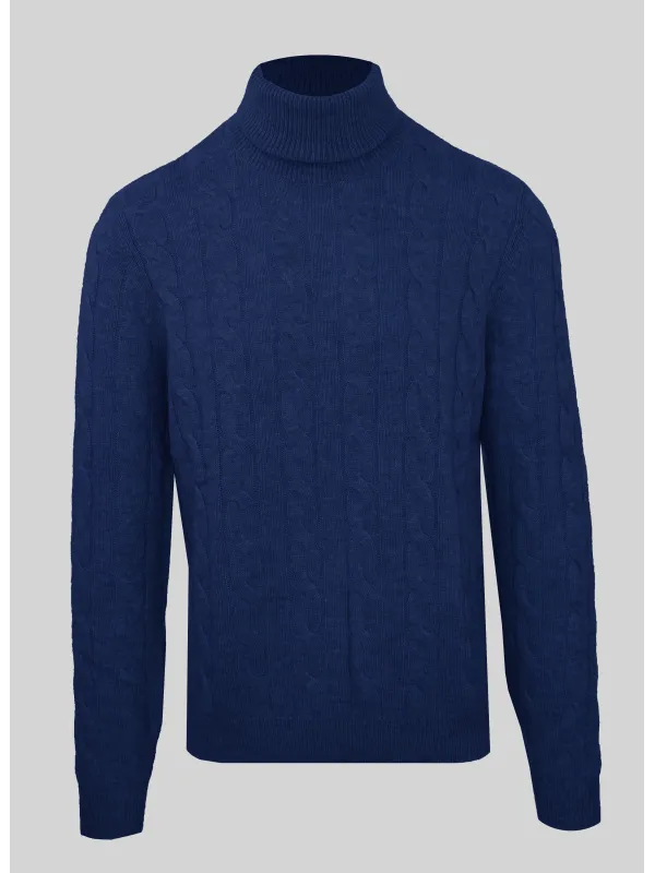 Navy gerippter Rollkragenpullover Malo Navy gerippter Rollkragenpullover Malo