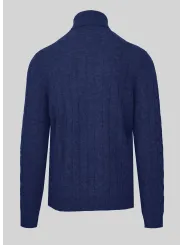 Blauer, gestrickter Malo Rollkragenpullover