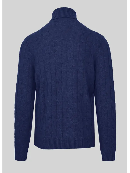 Blauer, gestrickter Malo Rollkragenpullover