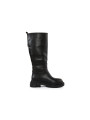 Schwarze Lederstiefel mit klobiger Sohle