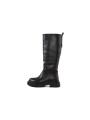 Schwarze Lederstiefel mit Absatz und Reißverschluss