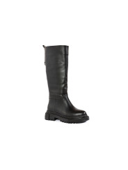 Schwarze Lederstiefel mit Absatz