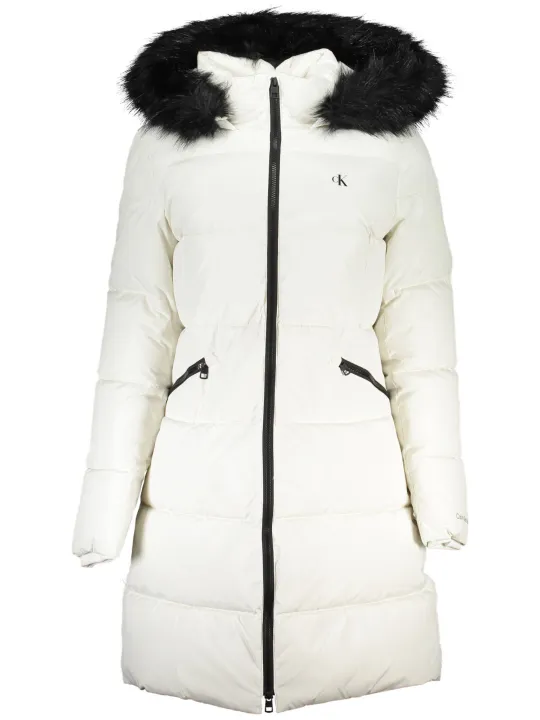 "Calvin Klein Jacken im Sale | Calvin Klein Damen Pufferjacke Weiß mit Abnehmbarer Kapuze online kaufen"|Planet-Deluxe