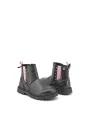 Schwarze Lederstiefel mit pinken Akzenten
