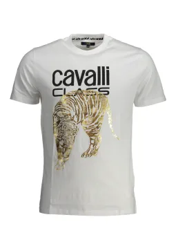 "Cavalli Class Luxus Weißes T-Shirt – Eleganz pur"