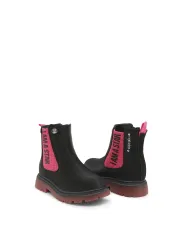 Schwarze Chelsea Stiefel mit pinkem Detail
