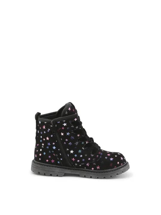 Schwarze Stiefeletten mit Sternen-Pailletten