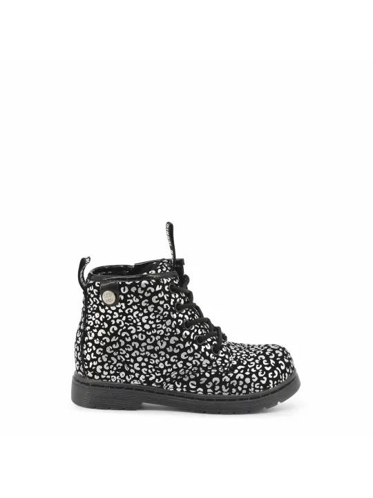 Schwarze Stiefelette mit Animalmuster.