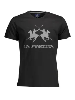 LA MARTINA Schwarzes T-Shirt mit Reiter-Logo
