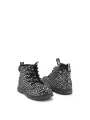 Schwarze Stiefeletten mit Animalier-Muster