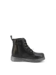 Schwarze Leder Kampfstiefel mit Reißverschluss
