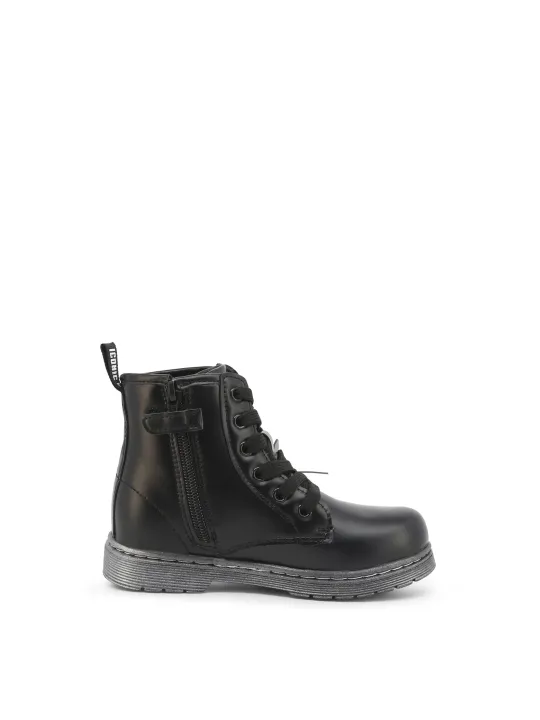 Schwarze Leder Kampfstiefel mit Reißverschluss